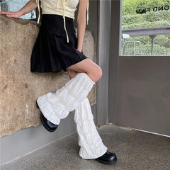 Lbsfy Summer Pleated Leg Warmers Japanese Y2K Socks Wide-leg Harajuku Socks Hot Girl Sleeves Tube Lolita Jk Calf Socks Leg Covers