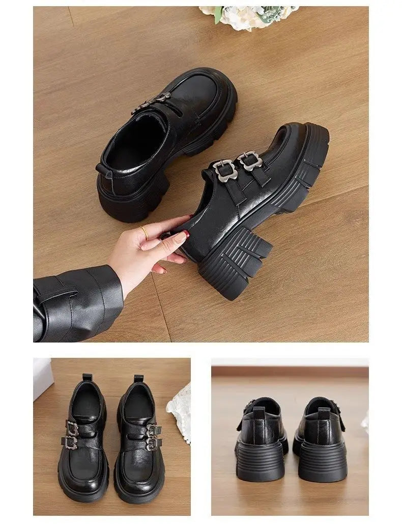 LBSFY -Women's High Heel Soft Leather Shoes Spring Thick Bottom Platform Mary Jane Shoes Retro Japanese Jk Uniform Lolita Shoes Women