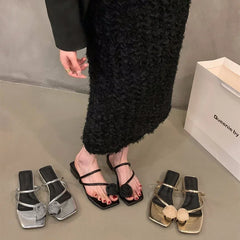 LBSFY  -  Designer Summer Women Slippers Fashion Clip Toe Thick Heel Slides Ladies Outdoor Slip On Beach Vacation Sandalias