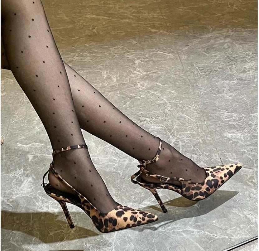 LBSFY  New Summer Pointy Leopard Print Brand Design Female High Heels Temperament Party Party Female Sandals  Women Sandals