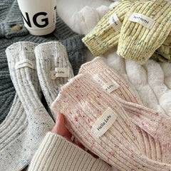 Lbsfy Wool Socks For Women Japanese Style Girls Loose Socks Wool Warm Dot yarn Casual Simple Casual Striped Female Thick Socks Soft