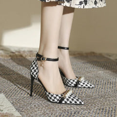 LBSFY  -  2024 New Large Size 31-43 Pointed Thin Heels Sexy Large Size Black Pearls Women Shoes High Heel Summer Sandals