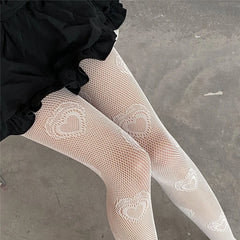 Lbsfy 6 Colors Women's Tights Summer Sexy Hollow Out Fishnet Pantyhose Vintage Heart Mesh Ladies Party Nightclub Legging Stockings