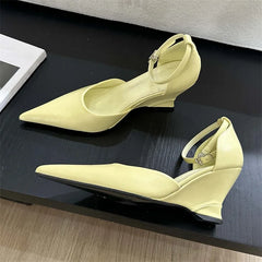 LBSFY -Spring Fashion Candy Pointed Toe Women Pumps Slingback Wedges High Heels Party Prom Mules Shoes Zapatos De Mujer