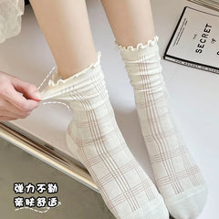 Lbsfy Women's Socks Jk Harajuku White Black Spring Summer Cotton Fashion Korean Style Simple Ins Mid-tube Breathable Comfortable Socks