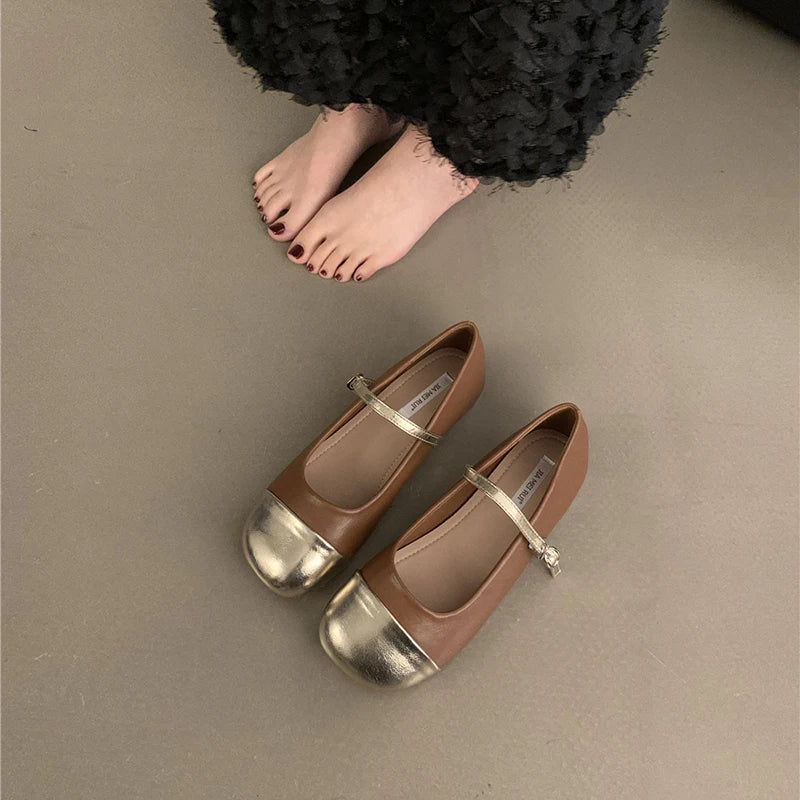 LBSFY  -  2024 New Women Flat Shoes Fashion Round Toe Shallow Buckle Ladies Ballerinas Shoes Soft Flat Heel Dress Ballet Shoes