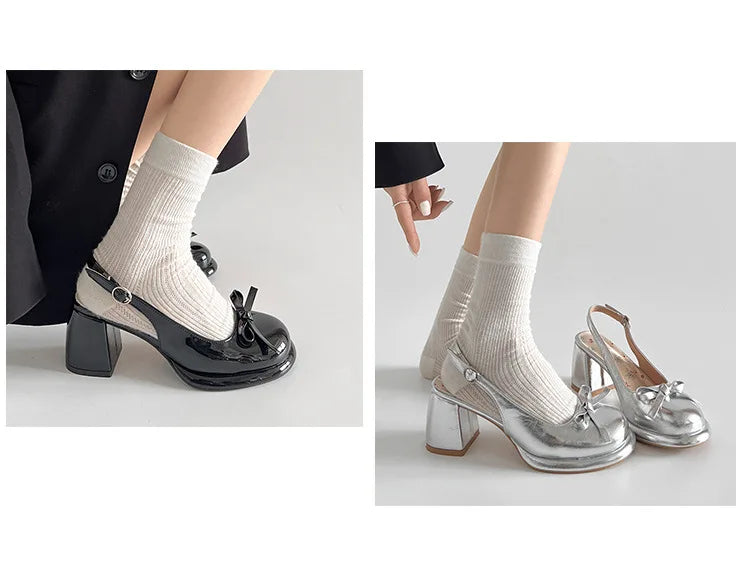 LBSFY -Women's High-heel Sandals Fashion Thick Heel Butterfly-knot Women Sandals 2025 Summer Ladies Outdoor Gladiator Sandalias