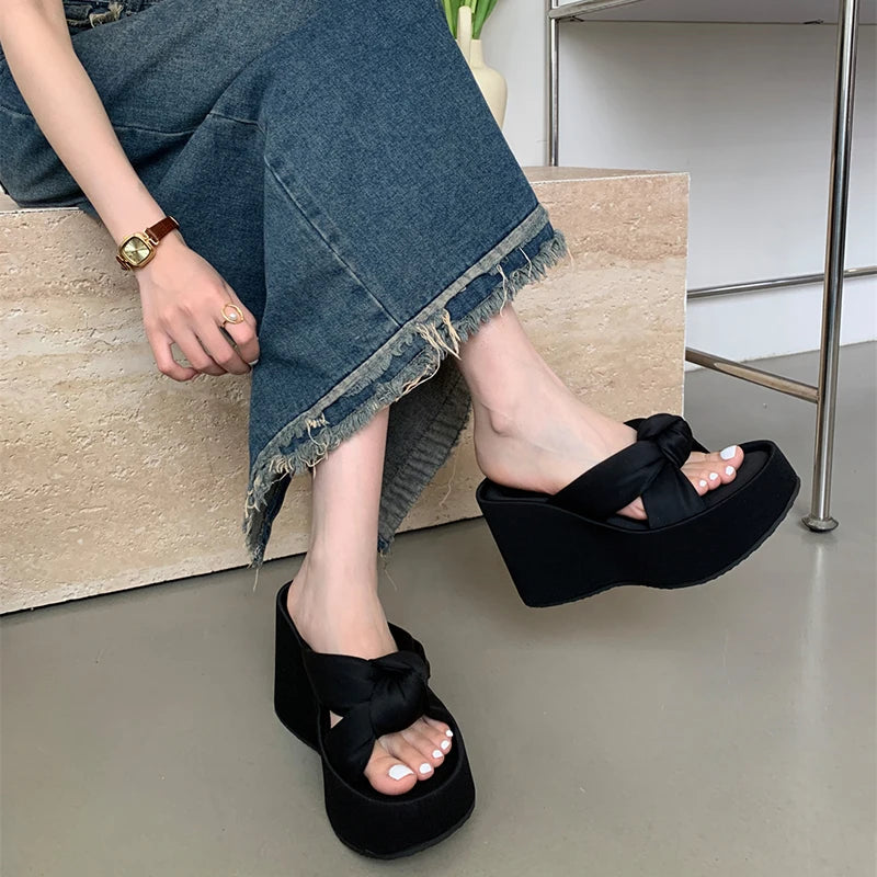 LBSFY  Summer Flip Flop Comfort Wedges Heel Women Slippers Shoes Casaul Beach Vacation Clip Toe Slides