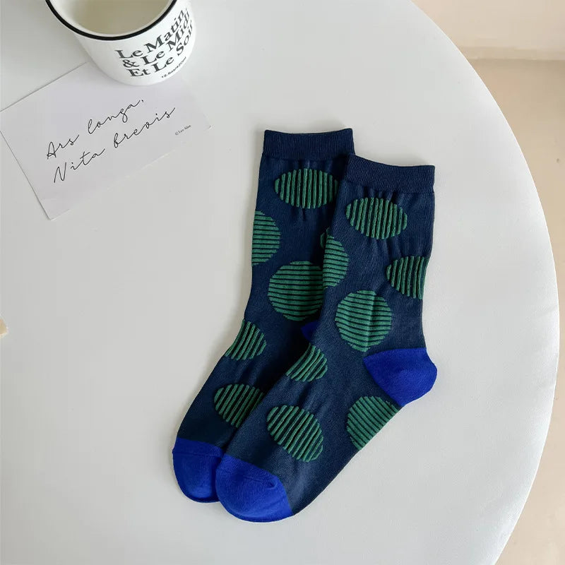 Lbsfy Women Socks Cotton Spring Autumn Japanese Style Harajuku Comfort Hip Hop Cute Classic Short Crew Dot Socks Girls Gift