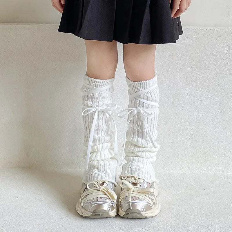 Lbsfy Korean Sweet Kids Lace Leg Warmers Knitted Foot Cover Children Girls Lolita Style Solid Autumn Winter Elastic Tube Socks