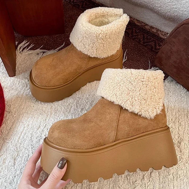 LBSFY  -  Winter Warm Plush Women Snow Boots Fashion Platform Flats Cotton Shoes Concise Short Botas De Mujer