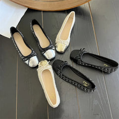 LBSFY -Women's New Ballet Shoes Leather Round Head Women's Shoe Flat Casual Classic Breathable Ladies Single Shoes