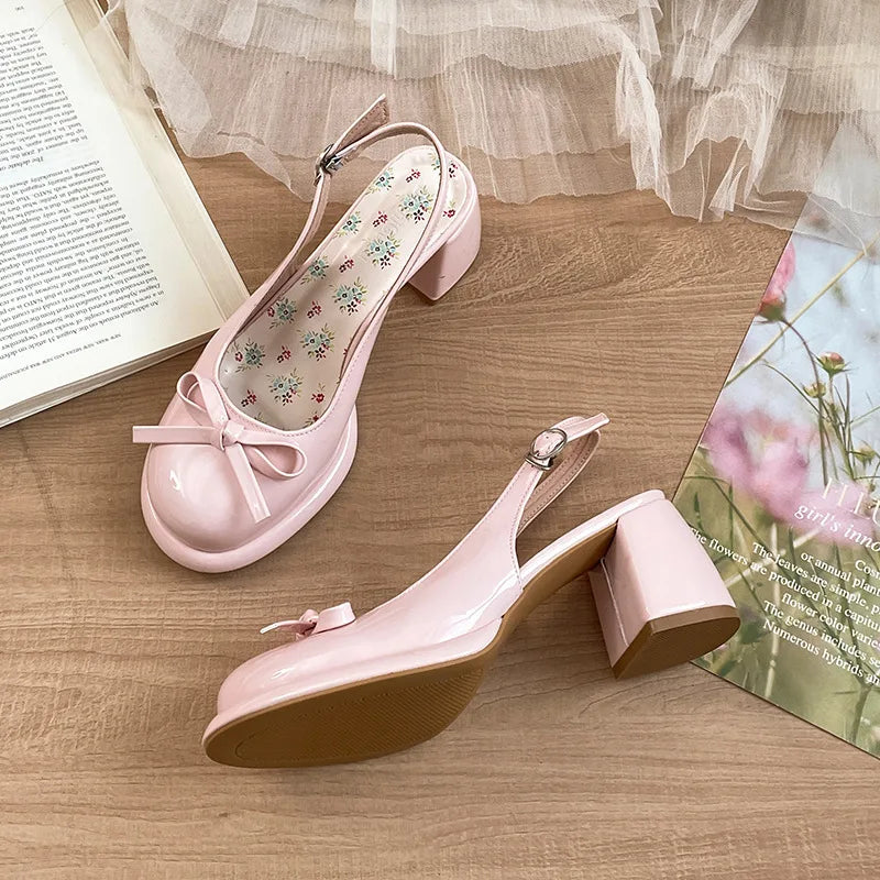 LBSFY -Women's High-heel Sandals Fashion Thick Heel Butterfly-knot Women Sandals 2025 Summer Ladies Outdoor Gladiator Sandalias