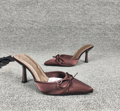 LBSFY - Summer High Heel Women Slippers Fashion Pointed Toe Muels Shoes Ladies Elegant Party Dress Sandalias