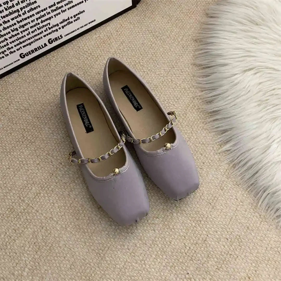 LBSFY  -  Ballerina Flats For Women Satin Pink Purple 2025 New zapatos de mujer Square Toe Ballet Flats Shoes