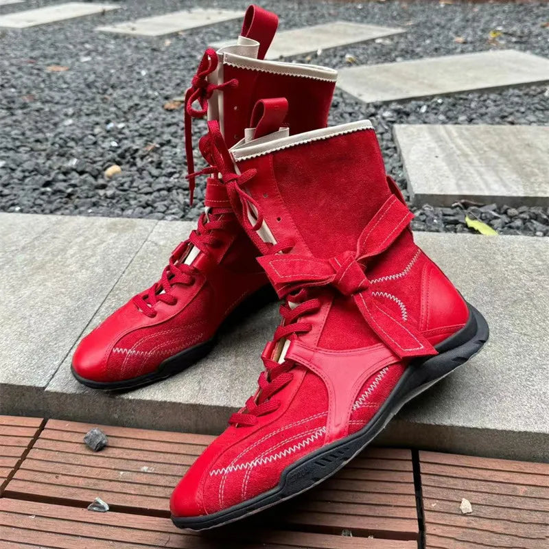 LBSFY  -   Vintage Mixed-color Height Increasing Women Boxing Training Boots Fashion Autumn Winter Faux Suede Sneakers Short Boots Shoes