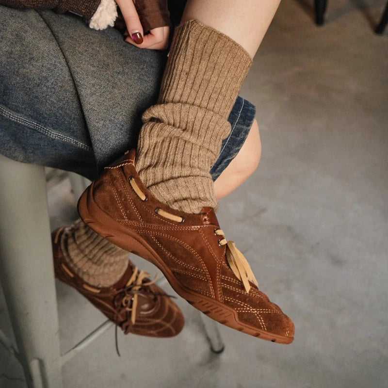LBSFY  -  Women's Mary Jane training sneakers 2025 spring and autumn shoes genuine leather sports training ballet flat casual shoes