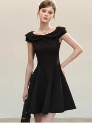 LBSFY -French Summer Retro Style Women's Dresses New Ball Gown Slim Fit Slash-Neck A-Line Short Party Dress Korean Chic Prom Vestidos