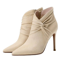 LBSFY  -  Thin High Heel Women Short Boots Suede Autumn Winter New British Style Ankle Boots Point Toe Ladies Shoes