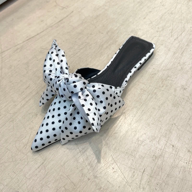 LBSFY  New Summer Concise Pointed Toe Women Slippers Fashion Butterfly-knot Flats Party Mules Slide Shoes