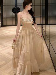 LBSFY -Y2K Elegant French Fashion Women's Evening Dresses Sequin Vintage V-Neck Backless Sexy Slim Midi Dress Prom Female Clothes New