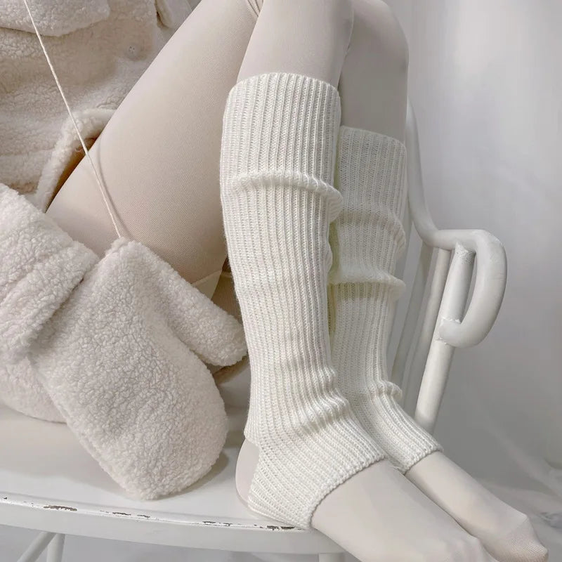Lbsfy Y2K Leg Warmers Footstep Japanese Lolita Sock Cover Macaron Color Socks Knitted Foot Cover Women Socks Gothic Cuffs Ankle Warmer