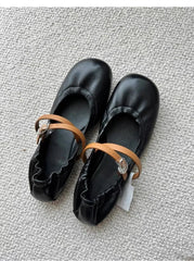 LBSFY  -  Women's Single New Flat Round Muller Shoes Casual Comfortable Lightweight Soft Sole Single Shoes comfortable belt buckle shoes