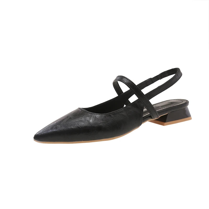 LBSFY -Luxury Summer Pointed Toe Women Sandals Fashion Singbacks Mules Shoes Ladies Elegant Low Heel Stripper Party Sandalias