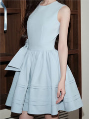 LBSFY -Elegant Vintage Style Dresses For Woman Summer French Lace-up Slim Waist O-Neck Party Evening Dress Fashion 2025 New Causal