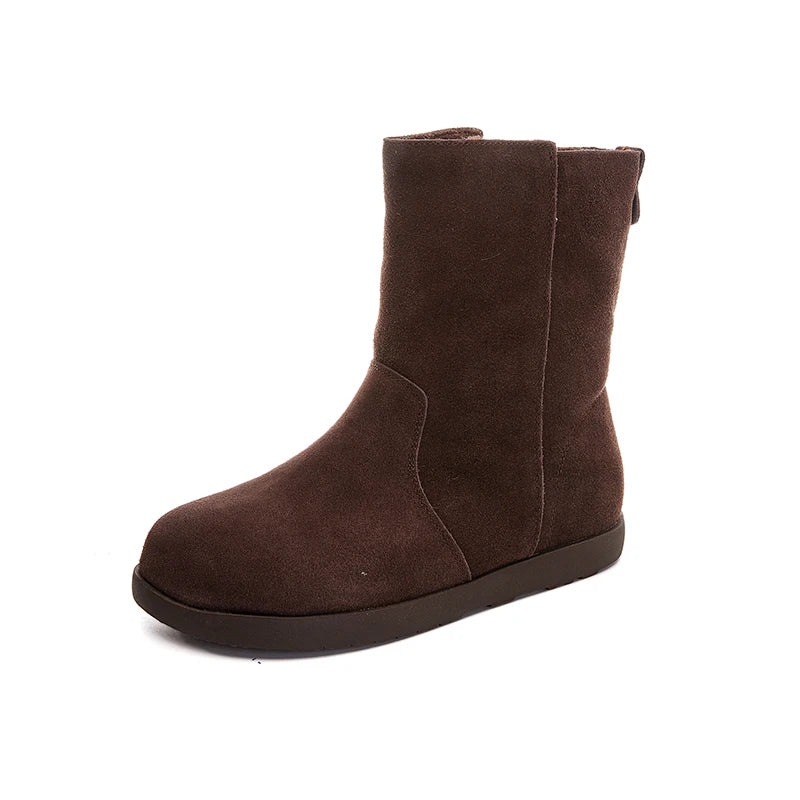 LBSFY  -  2025 new winter flat bottom female boots genuine leather women's snow boots non-slip women's ankle boots