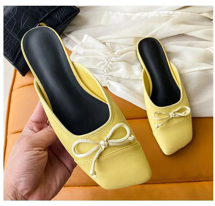 LBSFY  -  Baotou Half Slippers Women's Summer Outerwear Super Fire Half Top Satin Mill Shoes Thailand Beach Cool Slippers Lazy Shoes