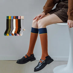 Lbsfy Women Long Socks Stockings Solid Color Japanese Fashion Knee Socks Stockings JK Lolita Girls Knee High Socks Stockings Women