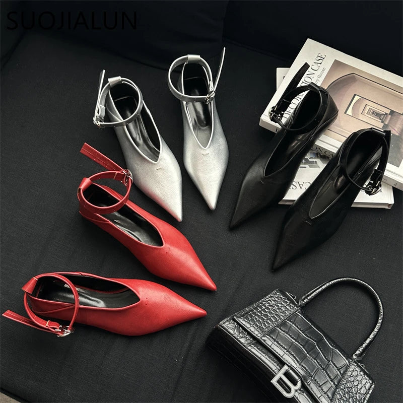 LBSFY  -  2024 Autumn Women Flat Shoes Fashion Pointed Toe Shallow Ladies Elegant Mary Jane Shoes Soft Flat Heel Dress Boat Shoe