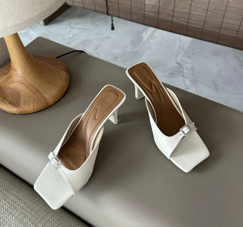 LBSFY - Summer Fashion Women Slipper Slip On Ladies Sandals Thin High Heel Outdoor Dress Slides Shoes Flip Flop Mujer