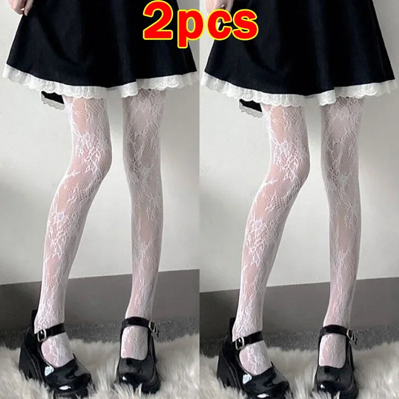 Lbsfy Fishnet Mesh Lace Pantyhoses  Flower Stockings Women Sexy Floral Rattan Leggings Gothic Mesh Hollowed Hosiery Female Tights