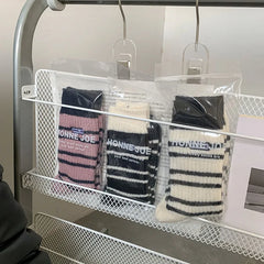 Lbsfy Wool Winter Thick Warm Cute Socks Cotton Korean Wool Stripe Designer Socks Middle Tube Kawaii Casual Harajuku Women Socks