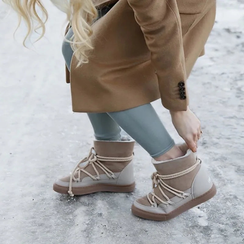 LBSFY  -  Autumn and Winter New Strap Design Western Boots Retro Niche Fur Integrated Strap Height Increasing Thick Soled Boots Trend