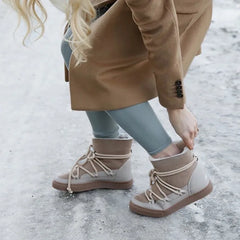 LBSFY  -  Autumn and Winter New Strap Design Western Boots Retro Niche Fur Integrated Strap Height Increasing Thick Soled Boots Trend