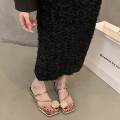 LBSFY  -  Designer Summer Women Slippers Fashion Clip Toe Thick Heel Slides Ladies Outdoor Slip On Beach Vacation Sandalias