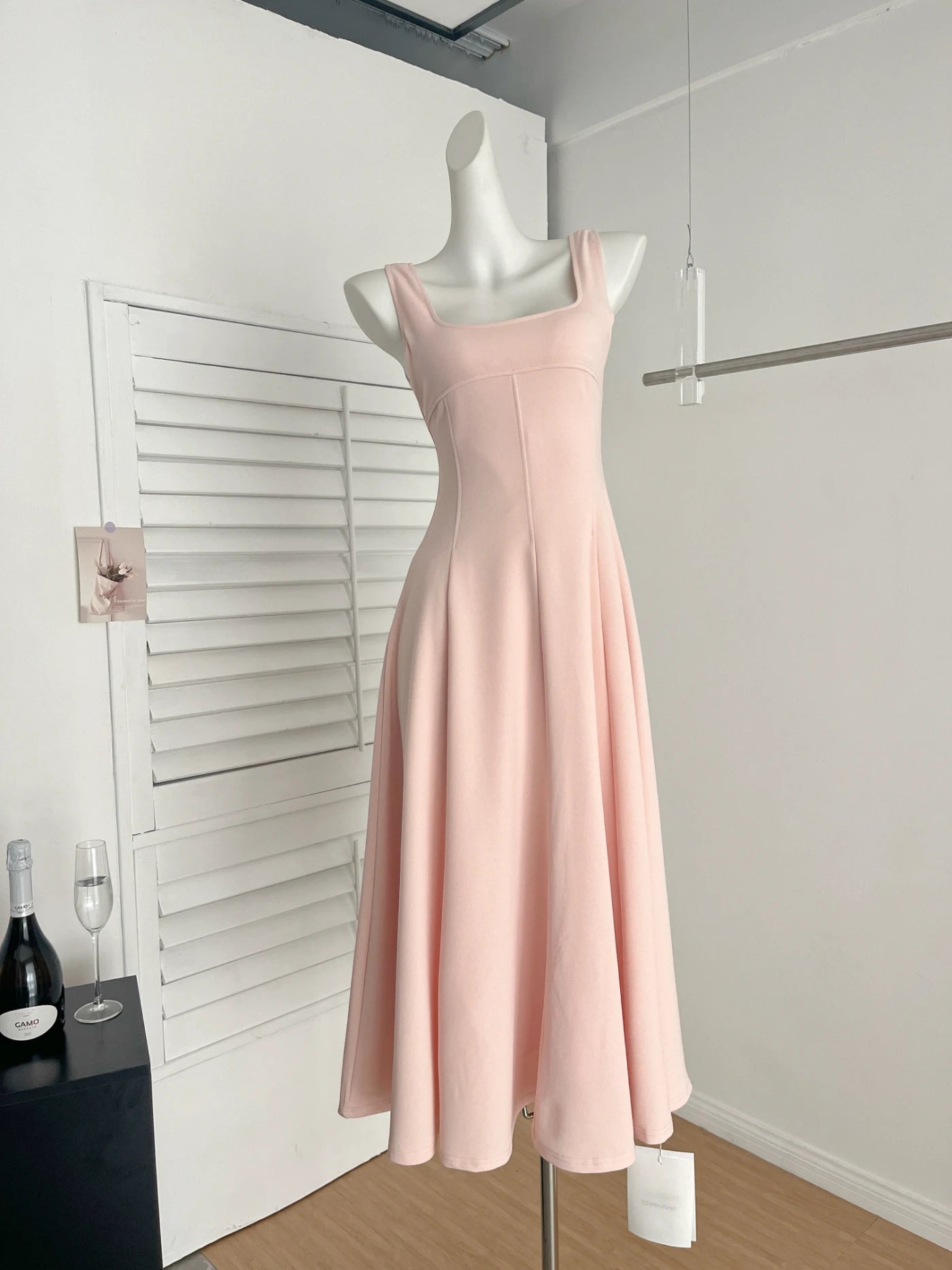 LBSFY -French Gentle Casual Women's Sling Dresses Sleeveless Slim-Fit Spaghetti Strap Zipper Long Dress Summer Office Lady Vestidos