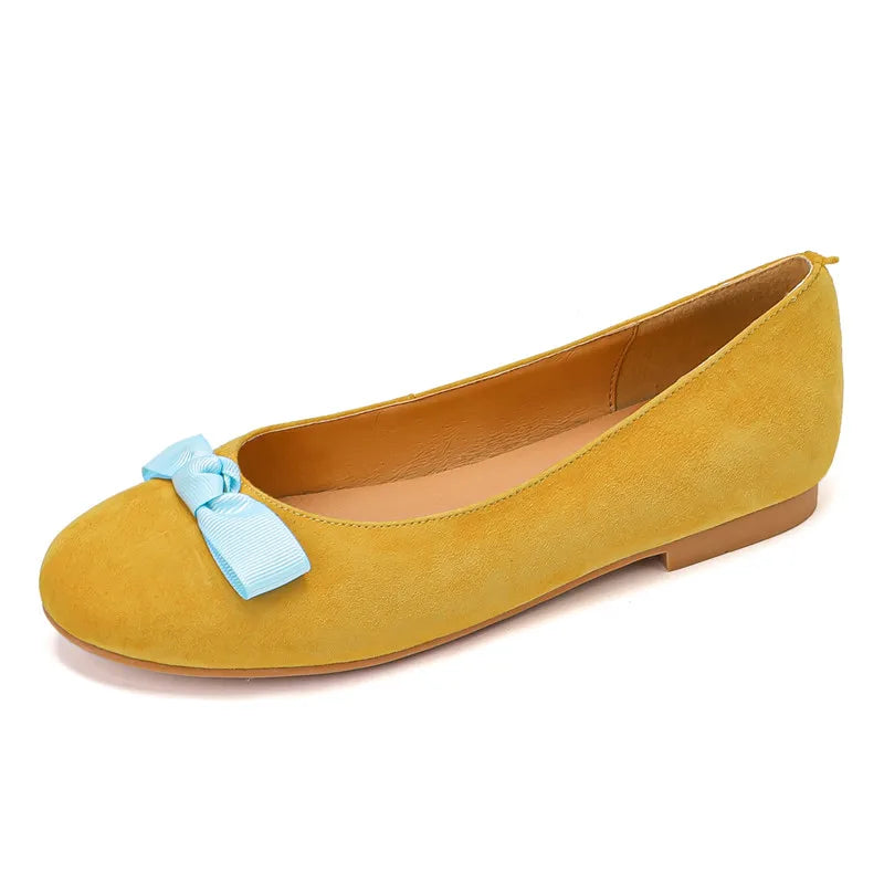 LBSFY  -  4 Colors Plus Size 34-43 New Suede Leather Women Flats Bowtie Spring Summer Ladies Flat Shoes Basic Slip On Footwear