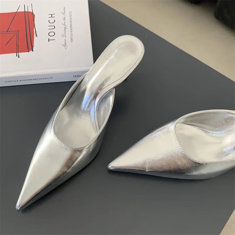 LBSFY -Spring New Brand Women Slipper Pointed Toe Slip On Ladies Mules Thin Low Heel Outdoor Dress Sandal Shoes