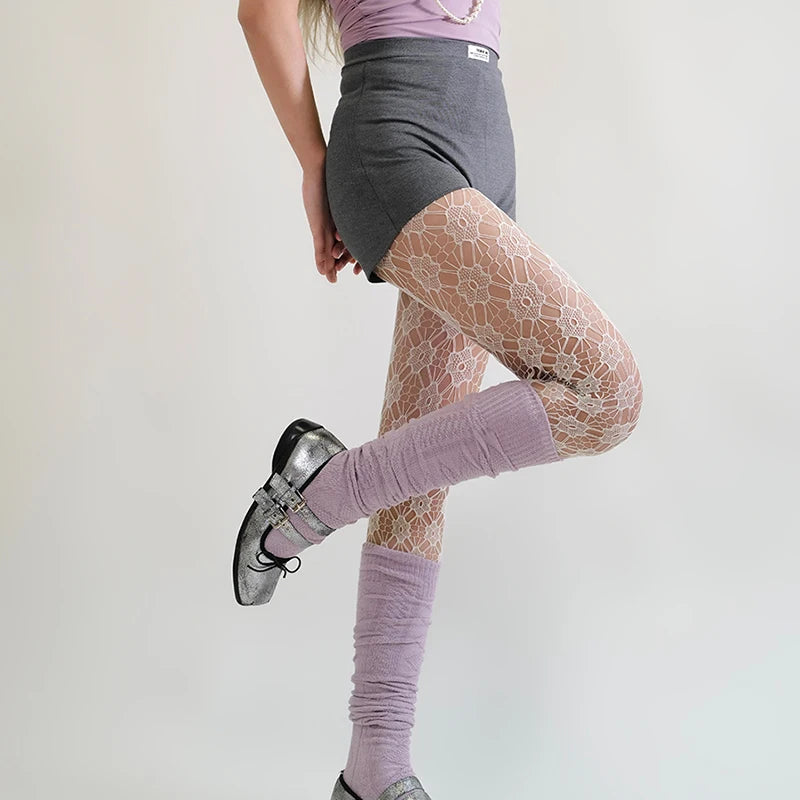 Lbsfy Japanese Sweet Sakura Fishing Net Stockings Vintage Women Y2K Summer Flower Sexy Luxury Stockings Party Underwear Pantyhose
