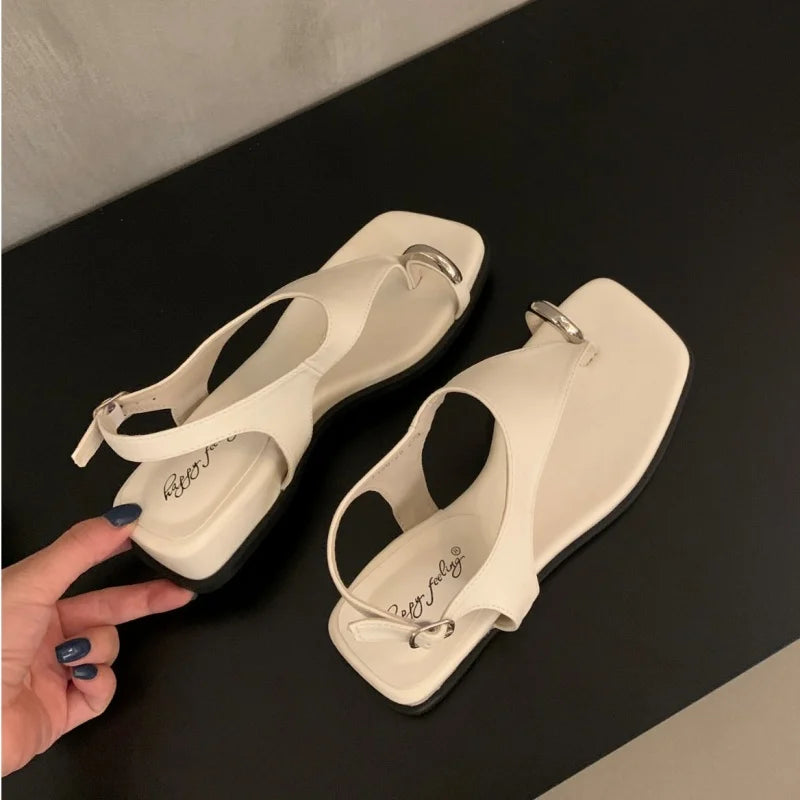 LBSFY - Summer Women Sandals Fashion Narrow Band Ladies Casual Sandals Wedges Heel Outdoor Dress Gladiator Shoes Beach Slippers