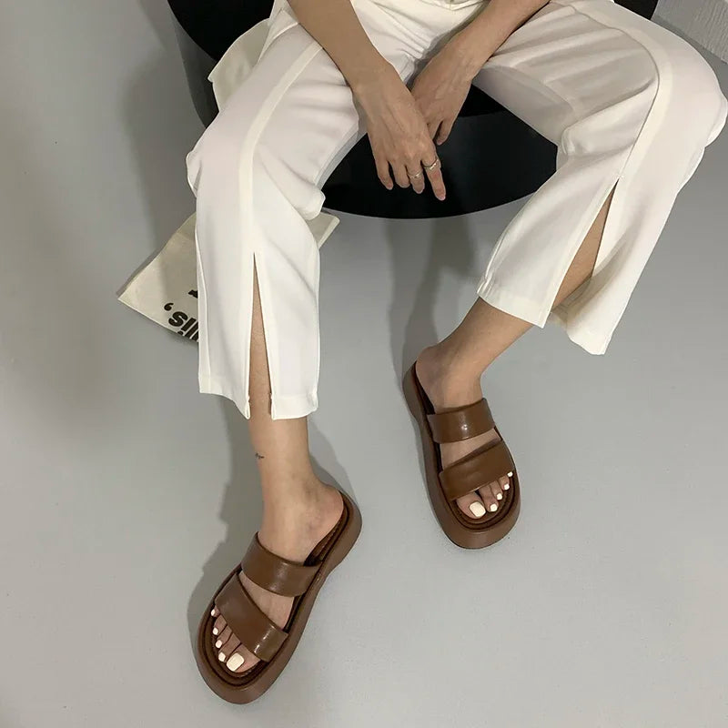 LBSFY  -  2024 New Gladiator Summer Sandalias Fashion Platform Flats Elegant Open Toe Slippers Comfort Beach Slides