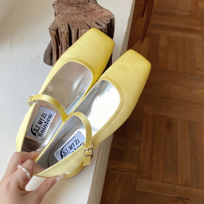 LBSFY  -   Women Flats Summer Women's Shoes Square Toes Shallow Flat Shoes Slip On Loafers High Quality Causal Outdoor Shoes