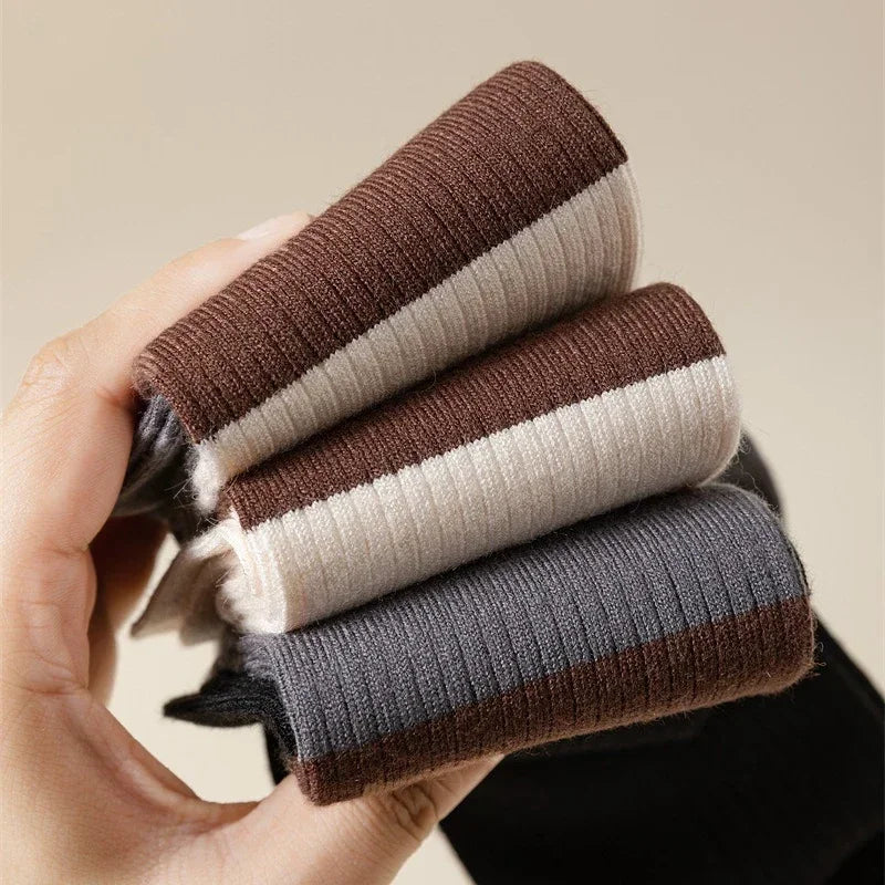 Lbsfy Stockings Women Knitted Cotton Color Matching Knee Socks Women Stockings JK Japanese Style School Girls Long Socks Stockings Sox