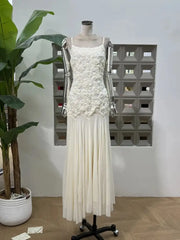 LBSFY -New Summer Edition Elegant 3D Floral Sling Long Dress Women Retro Backless Pleated Maxi Evening Party Chic Dresses Vestido