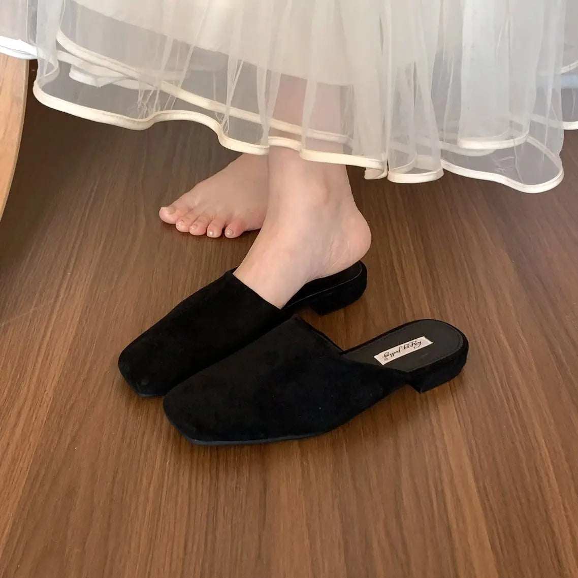 LBSFY -Brand Women Slippers Square-toed Muller Shoes Lady Luxury Low Heel Outdoor Slippers Summer Fashion All-Match Slides
