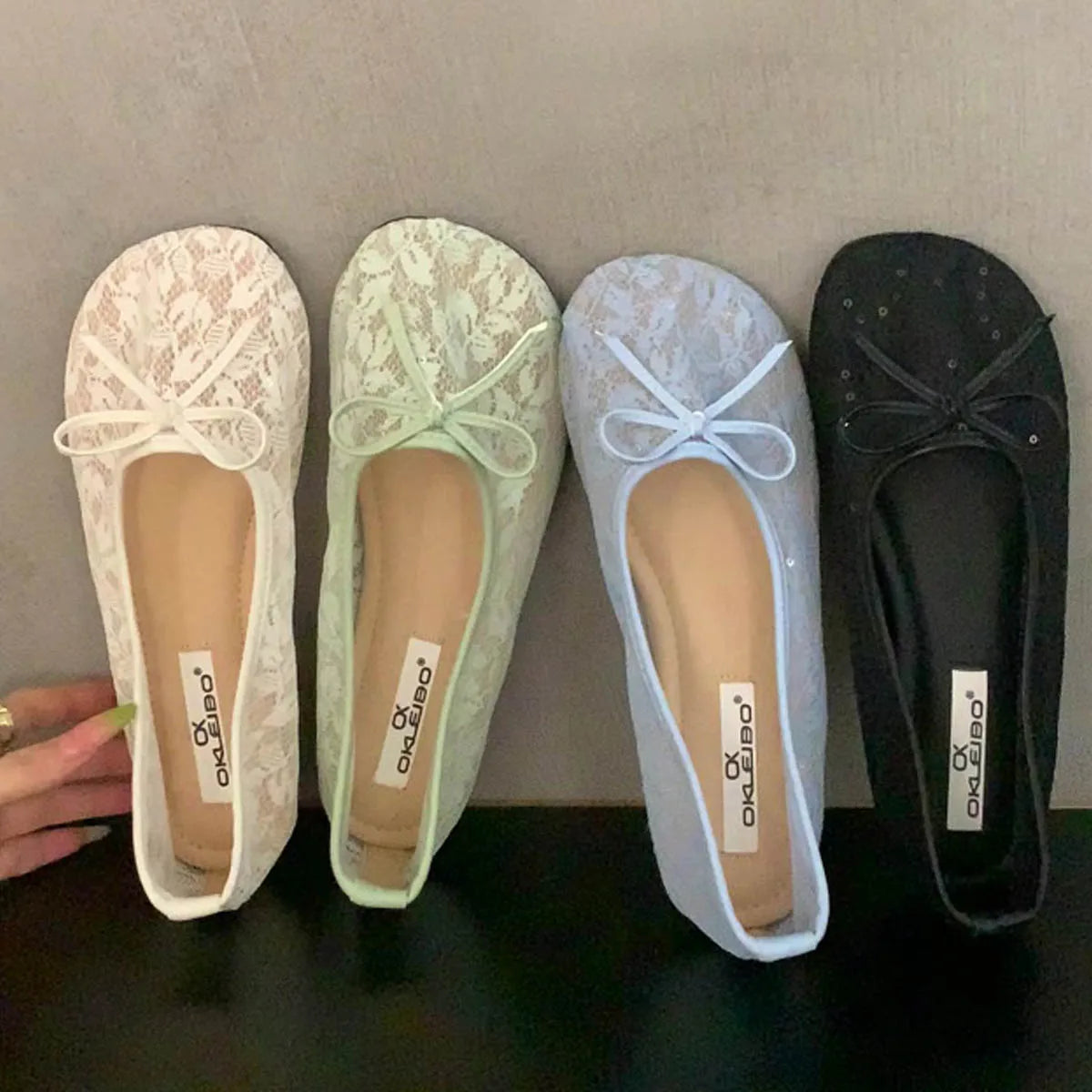 LBSFY -Summer Fashion Concise Round Head  Women Ballet Flats Low Heels Bow Mesh Party Slide Mules Casual Shoes Zapatos De Mujer